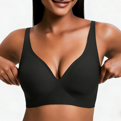 ✨ Feel Supported. Look Amazing. Wireless Deep V Bra with All-Day Comfort & Natural Lift