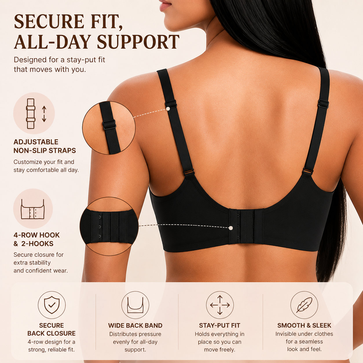 ✨ Feel Supported. Look Amazing. Wireless Deep V Bra with All-Day Comfort & Natural Lift