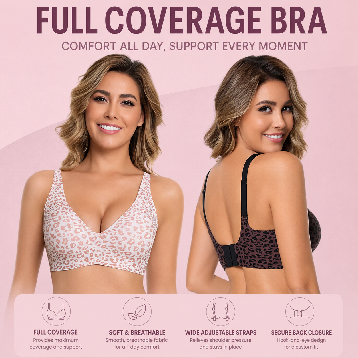 ✨ Feel Supported. Look Amazing. Wireless Deep V Bra with All-Day Comfort & Natural Lift