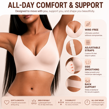 ✨ Feel Supported. Look Amazing. Wireless Deep V Bra with All-Day Comfort & Natural Lift