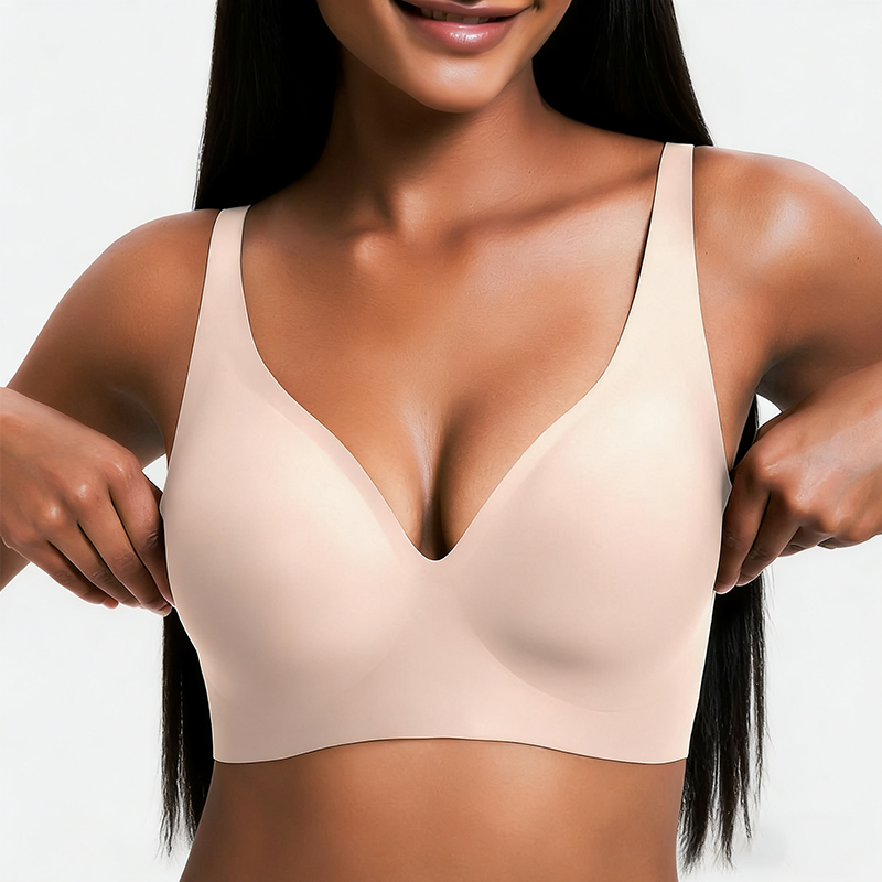 ✨ Feel Supported. Look Amazing. Wireless Deep V Bra with All-Day Comfort & Natural Lift